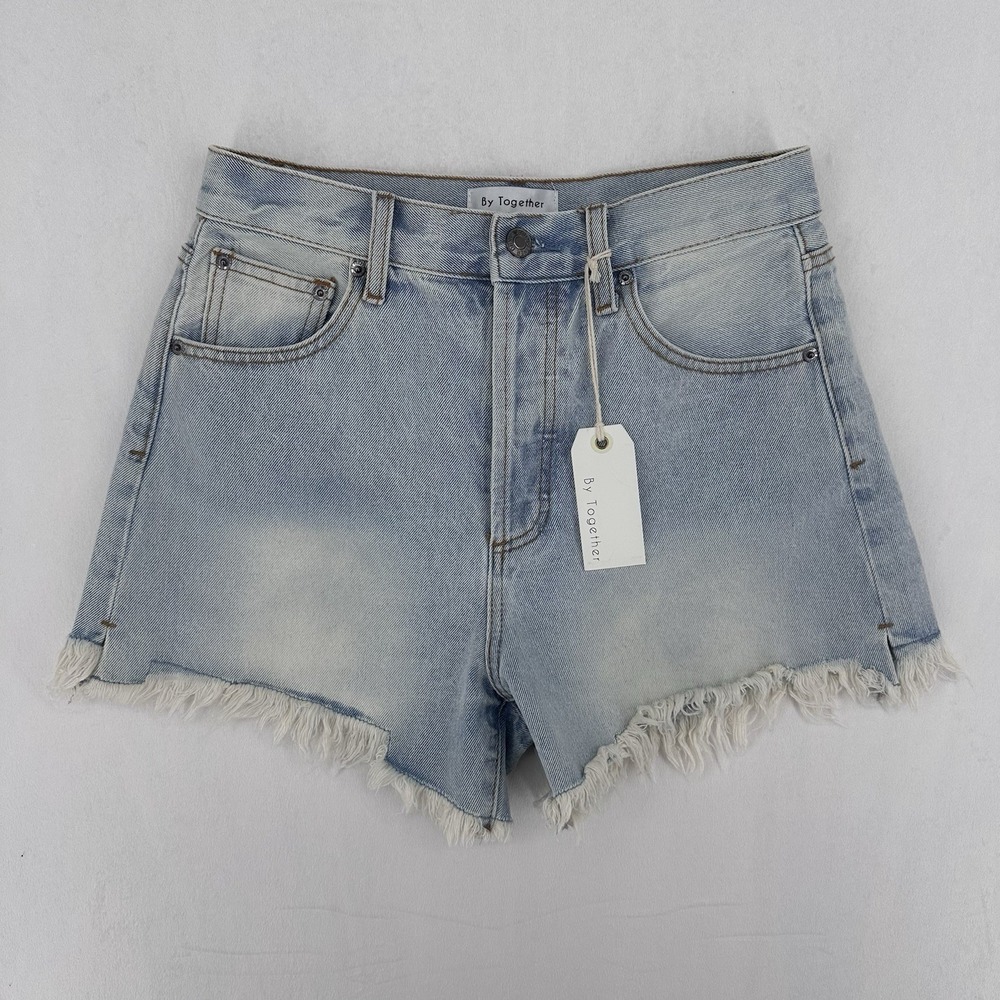 By‎ Together Light Wash Button Fly Denim Jean Shorts Size Medium Cut Off NWT